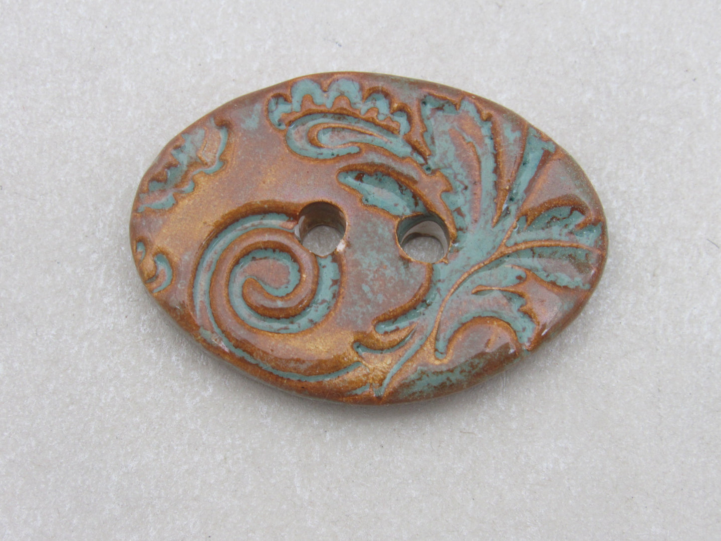 Wholesale Large Brocade Texture Oval Ceramic Button