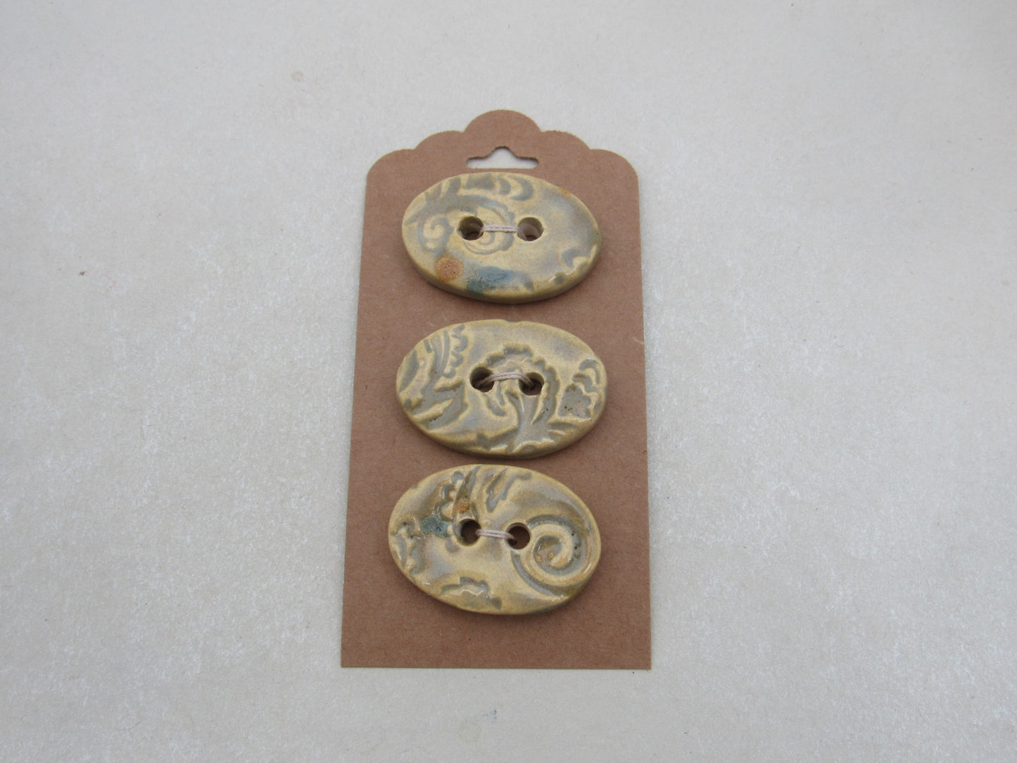 Wholesale Trio Medium Brocade Texture Oval Ceramic Buttons