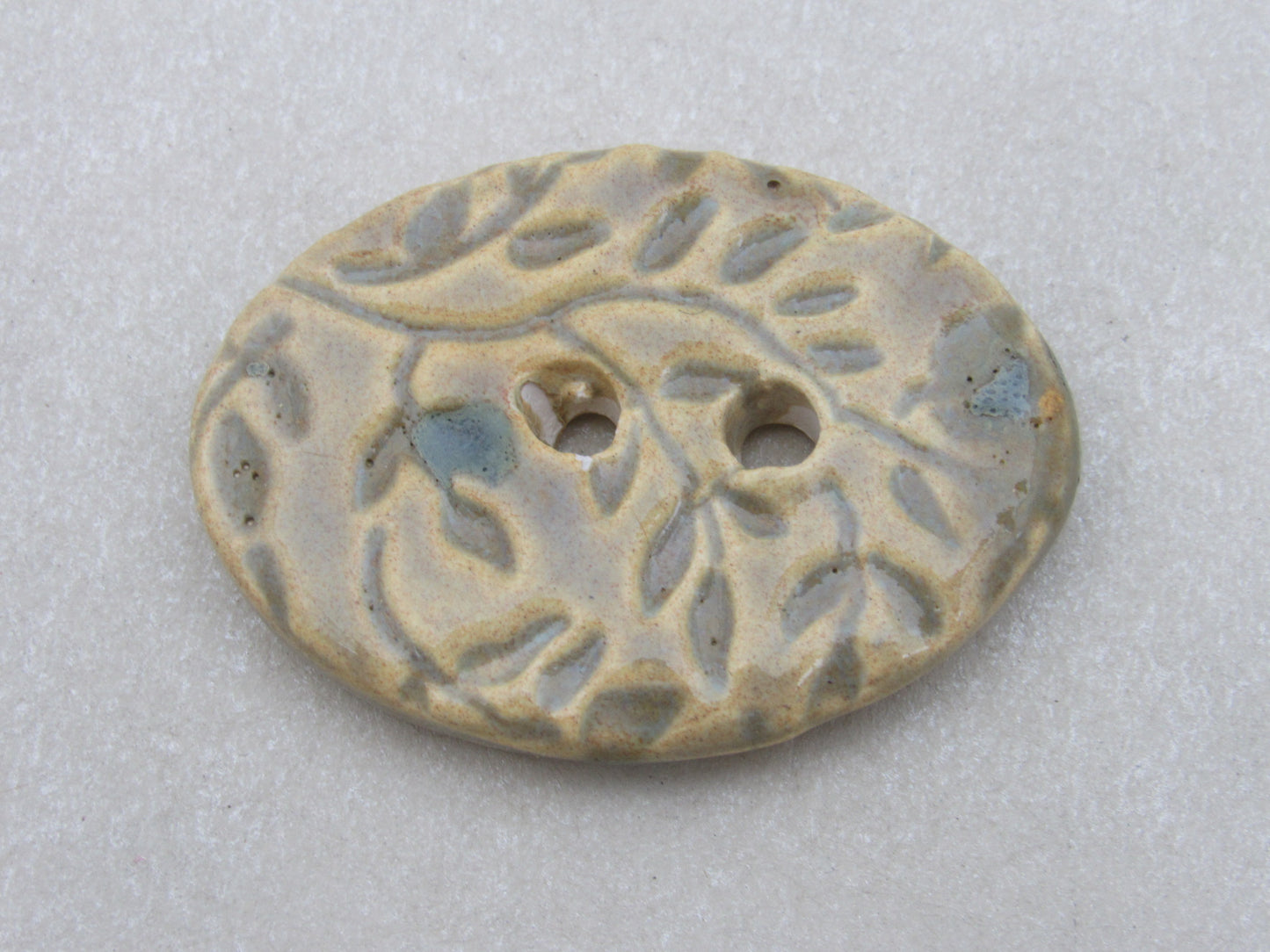 Wholesale Large Sprig Texture Oval Ceramic Button