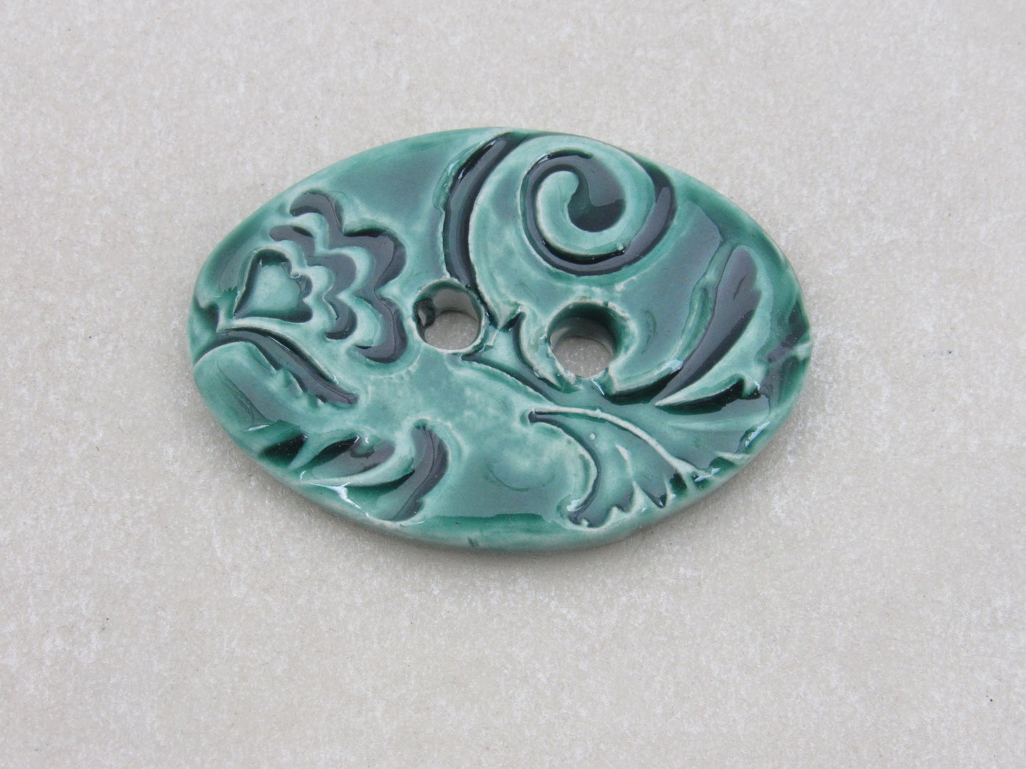 Wholesale Large Brocade Texture Oval Ceramic Button