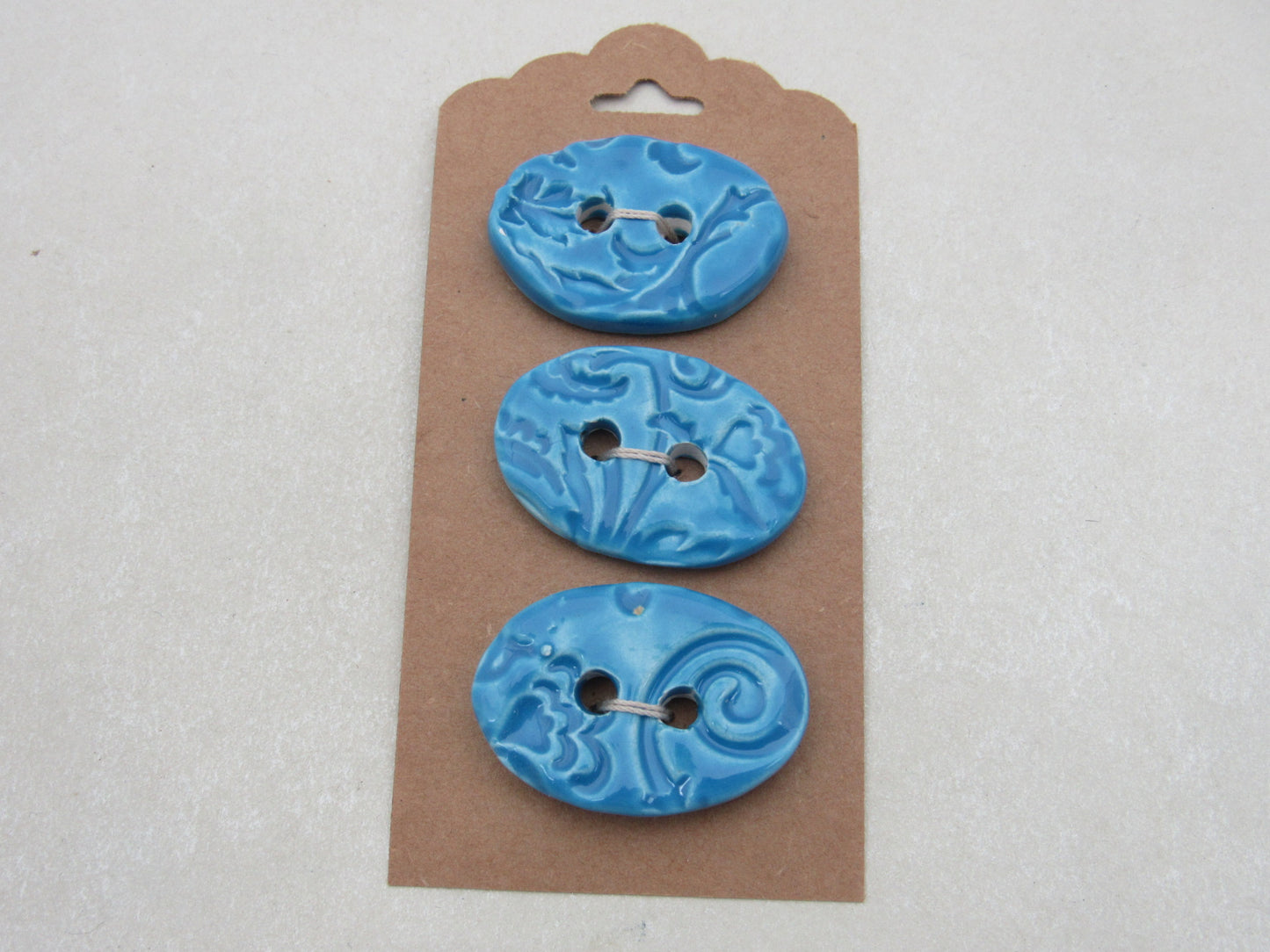 Wholesale Trio Medium Brocade Texture Oval Ceramic Buttons