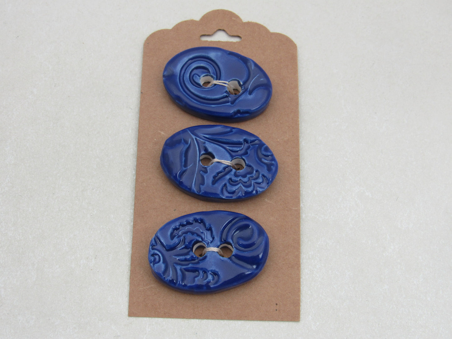 Wholesale Trio Medium Brocade Texture Oval Ceramic Buttons