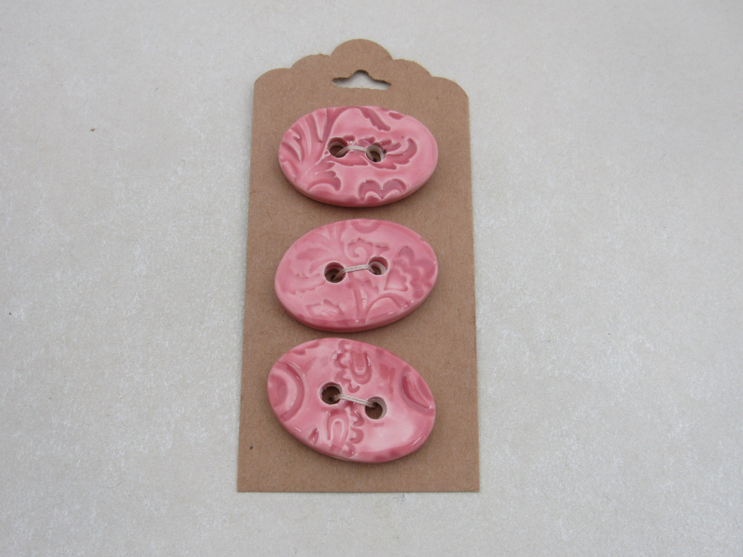 Wholesale Trio Medium Brocade Texture Oval Ceramic Buttons