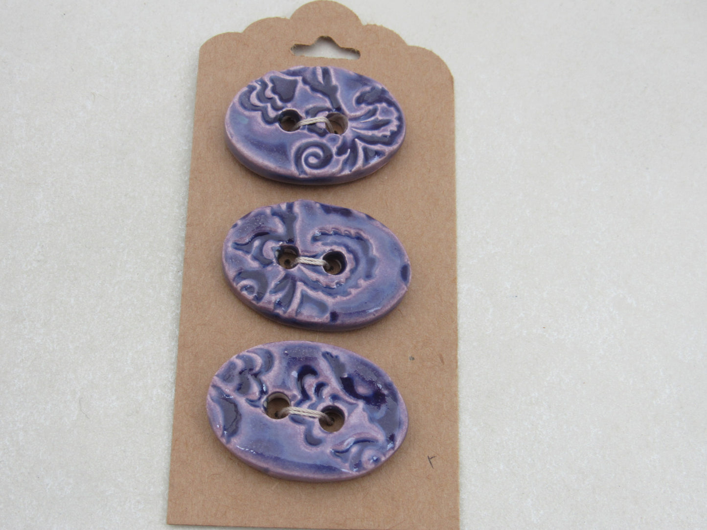 Wholesale Trio Medium Brocade Texture Oval Ceramic Buttons