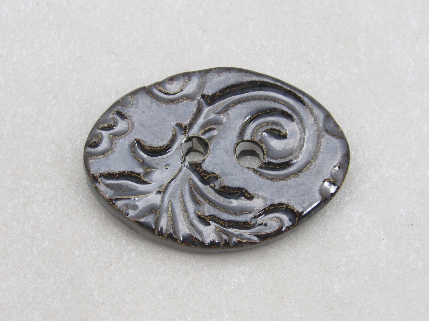 Wholesale Large Brocade Texture Oval Ceramic Button