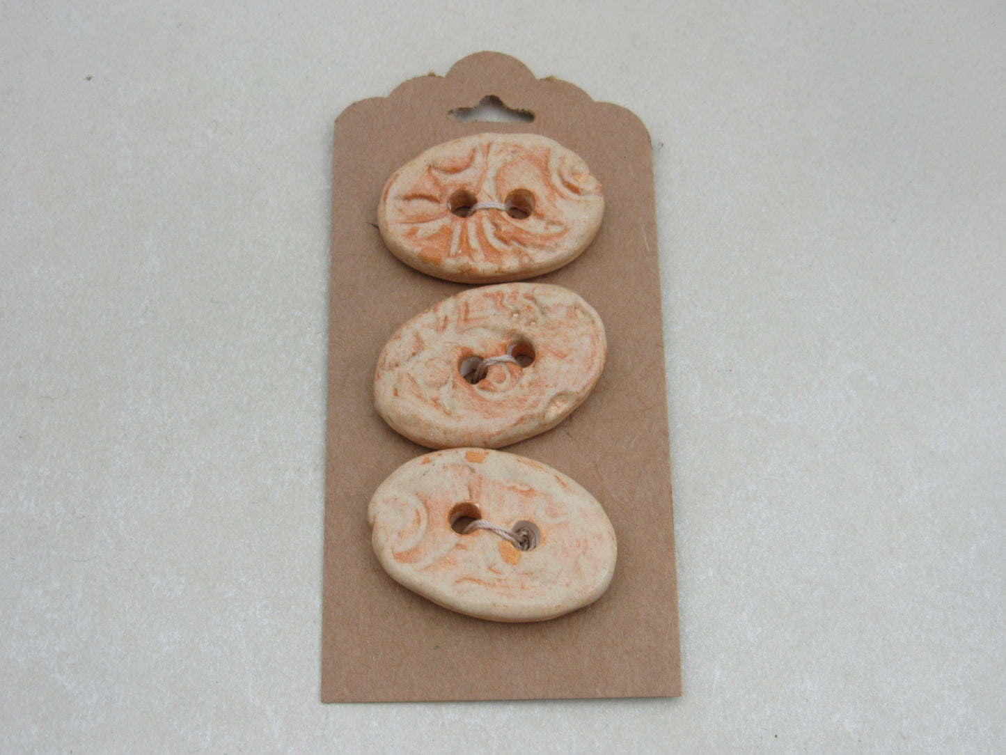 Wholesale Trio Medium Brocade Texture Oval Ceramic Buttons