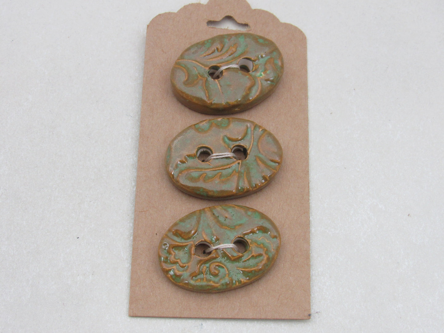 Wholesale Trio Medium Brocade Texture Oval Ceramic Buttons
