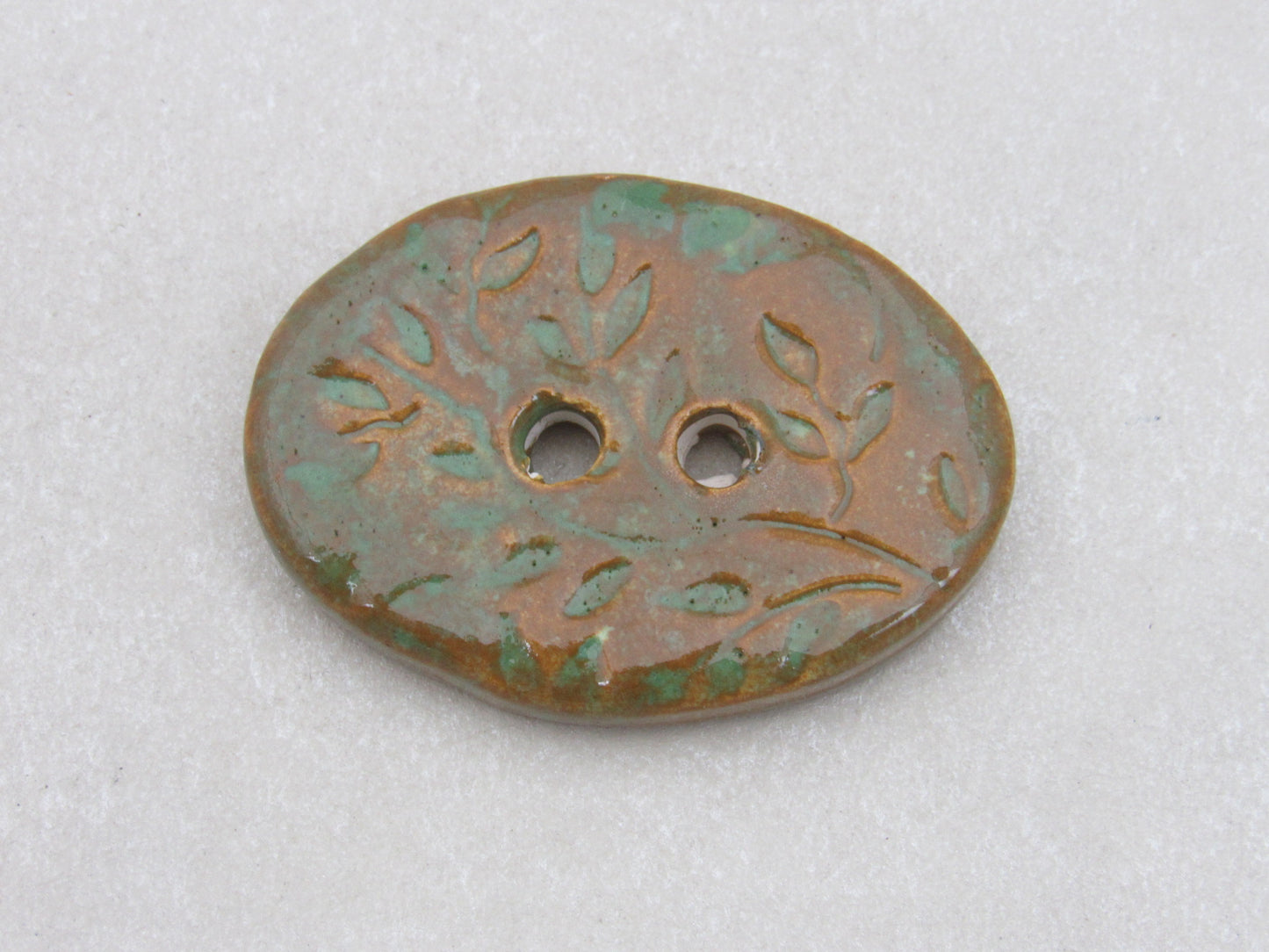 Wholesale Large Sprig Texture Oval Ceramic Button