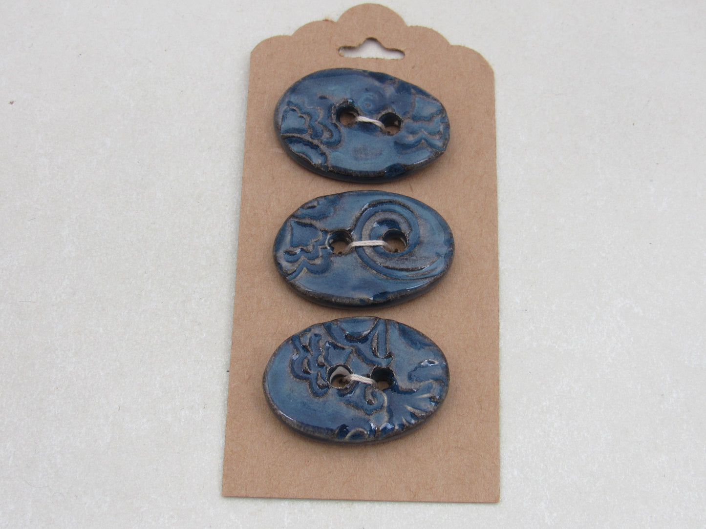 Wholesale Trio Medium Brocade Texture Oval Ceramic Buttons