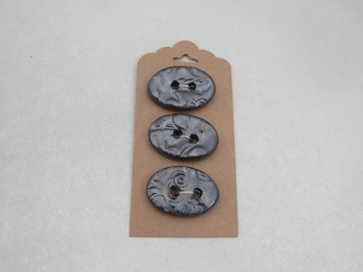 Wholesale Trio Medium Brocade Texture Oval Ceramic Buttons