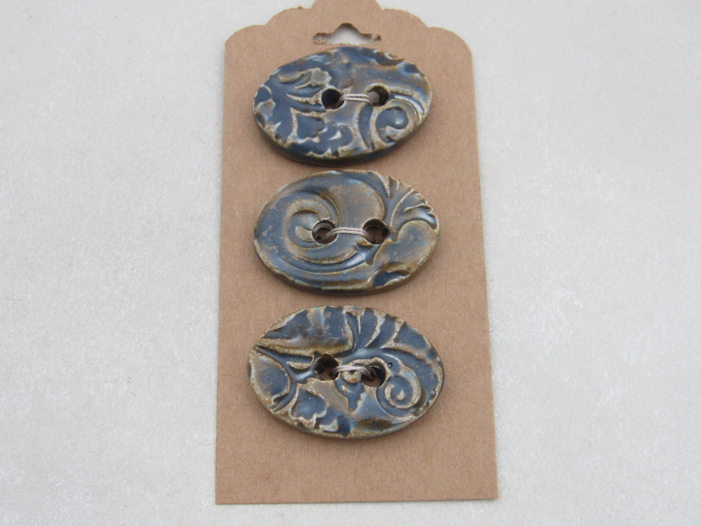 Wholesale Trio Medium Brocade Texture Oval Ceramic Buttons