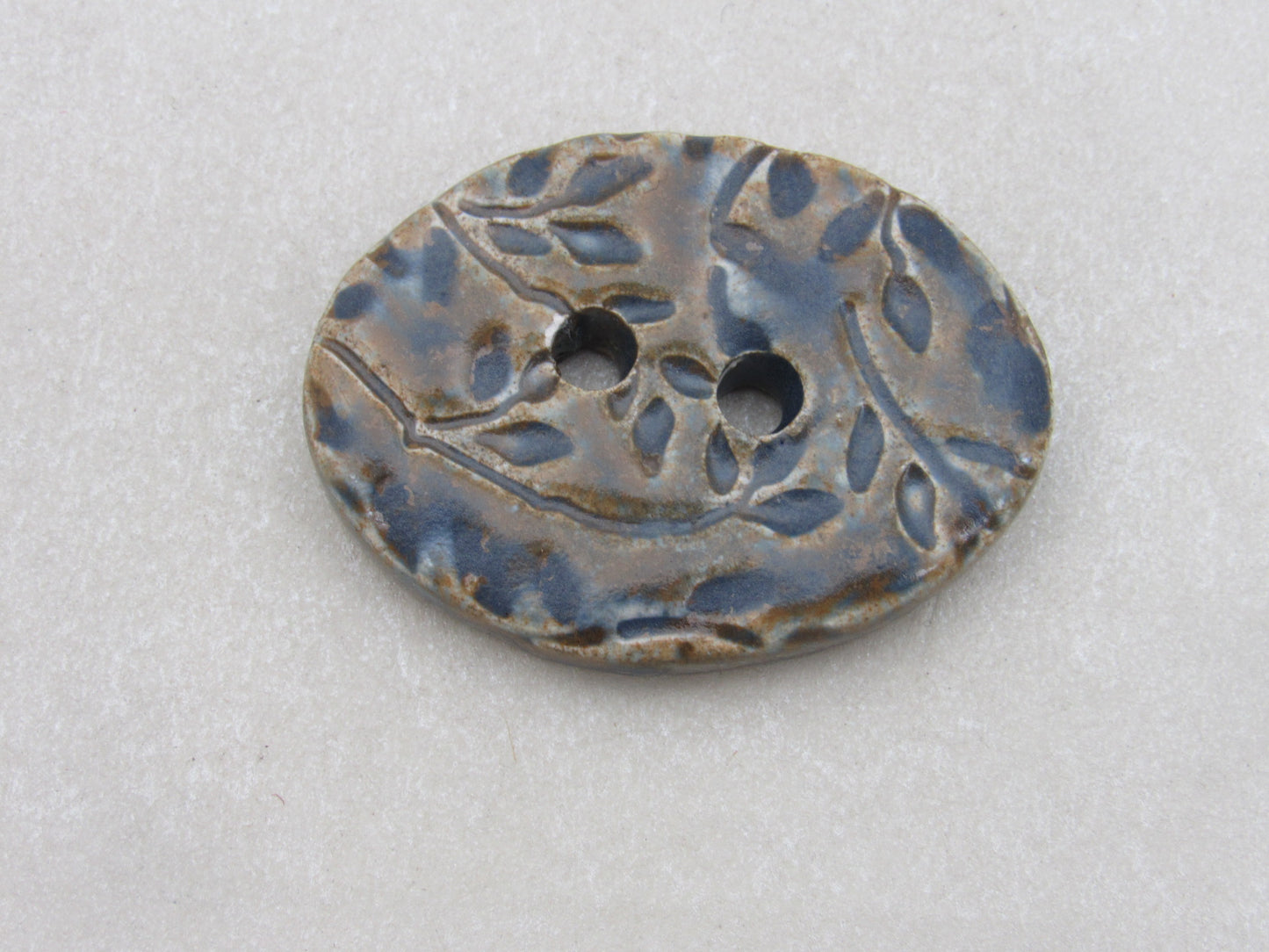 Wholesale Large Sprig Texture Oval Ceramic Button