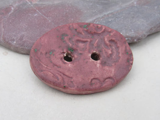 Large Brocade Pattern Oval Handmade Ceramic Button