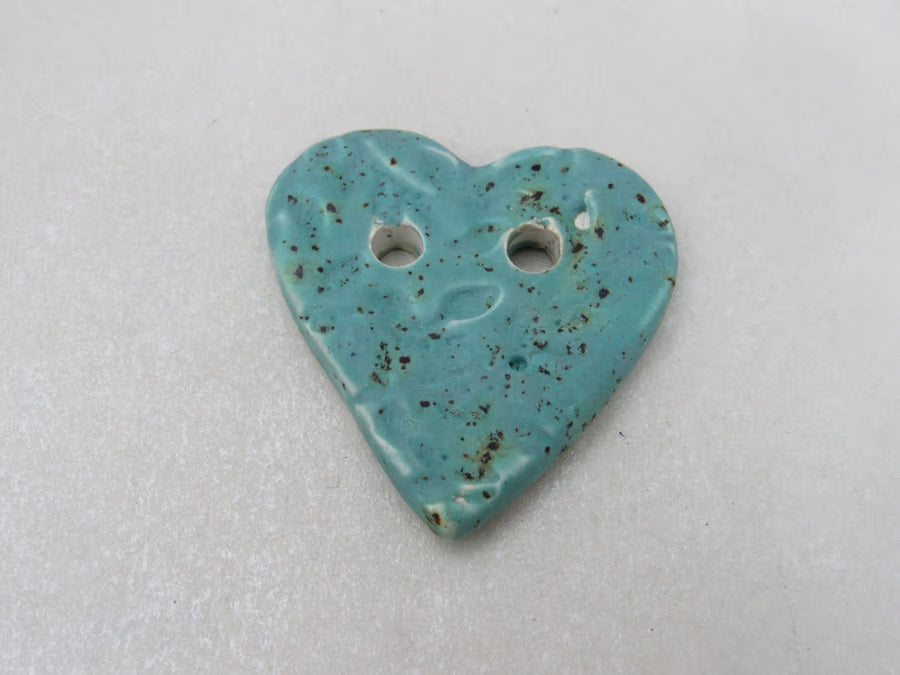 Medium Leaf Sprig Texture Heart Shaped Ceramic Button