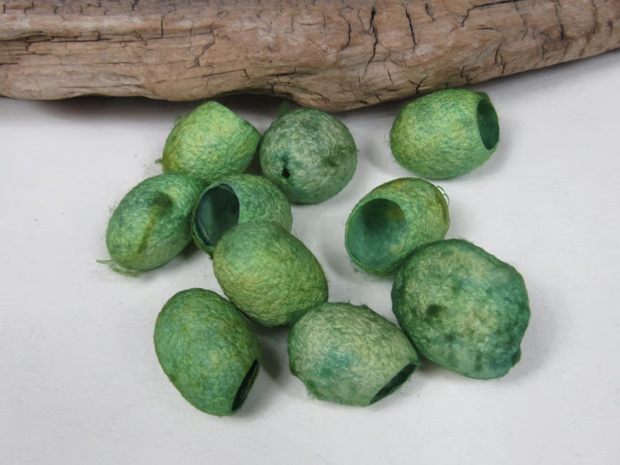 10 Naturally Dyed Silk Cocoons