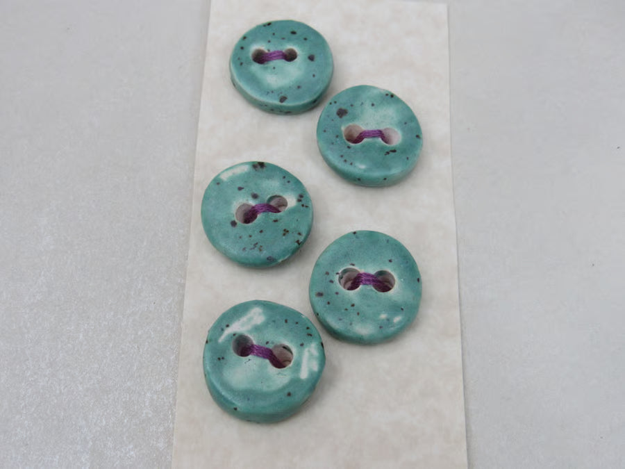 5 Small Round Ceramic Buttons