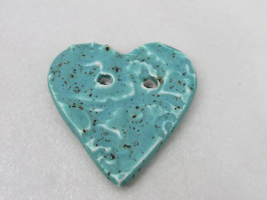Medium Brocade Texture Heart Shaped Ceramic Button