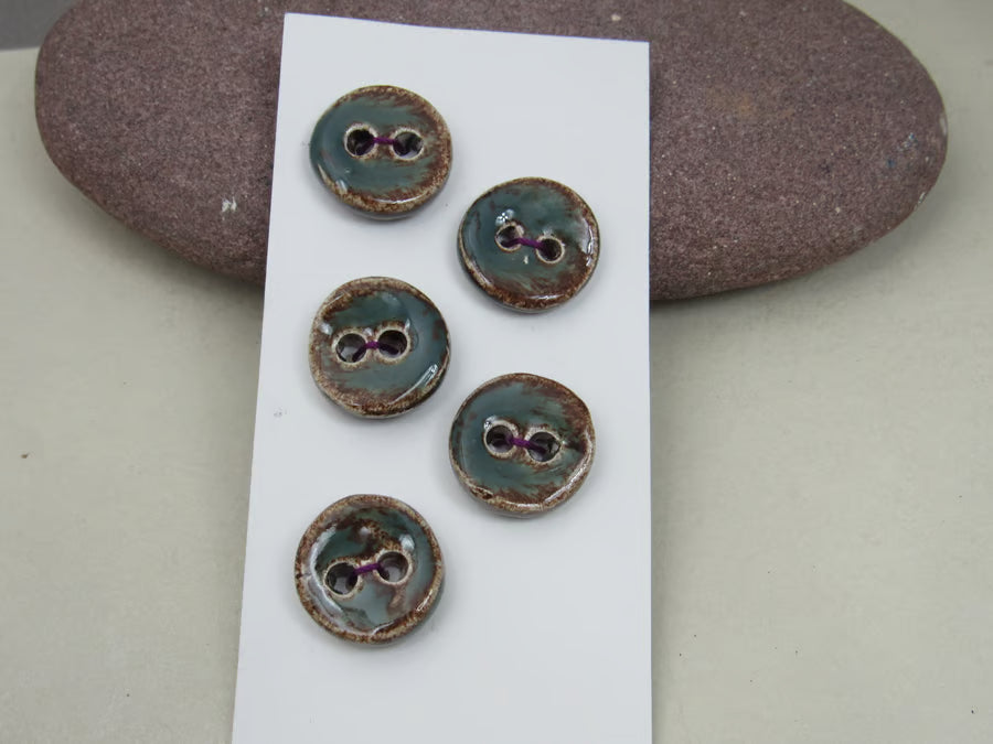 5 Small Round Ceramic Buttons