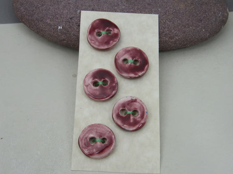 5 Small Round Ceramic Buttons